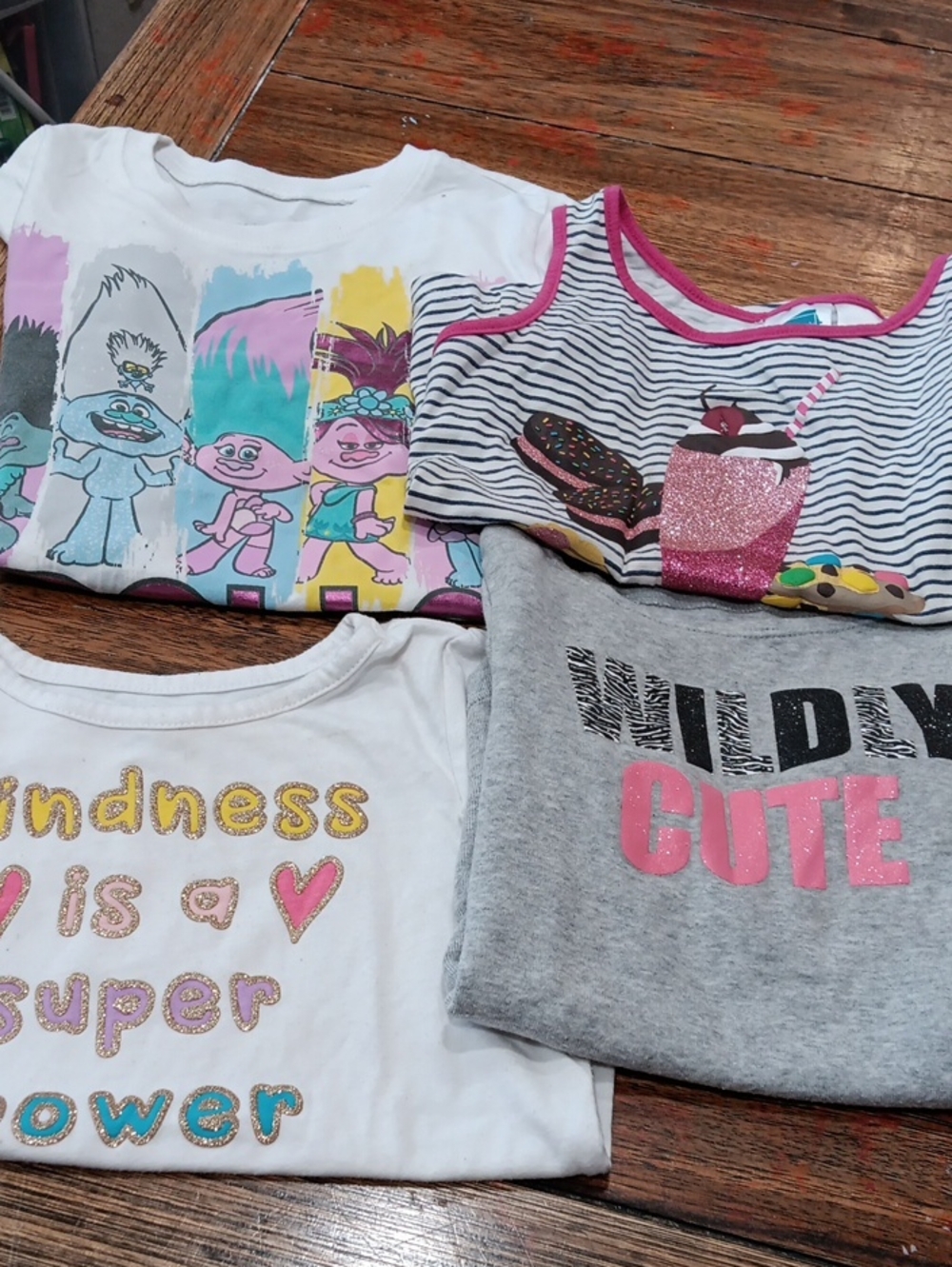Girls Assorted Graphic Tops - White, Gray, Pink